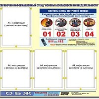 Стенд информационный ЭДУСТЕНД "Основы безопасности жизнедеятельности" (80х75, 4 кармана) /арт. 9769 (Ст) - ООО Александрит. 